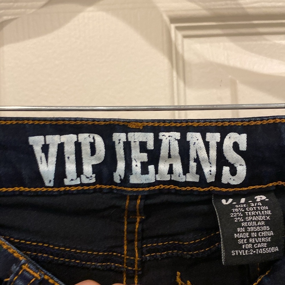 Five pocket, skinny jeans, distressed look, dark blue by VIP Jeans ￼ - Picture 4 of 5